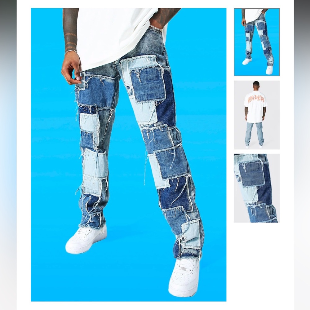 Men’s Boohoo patchwork jeans size 34R